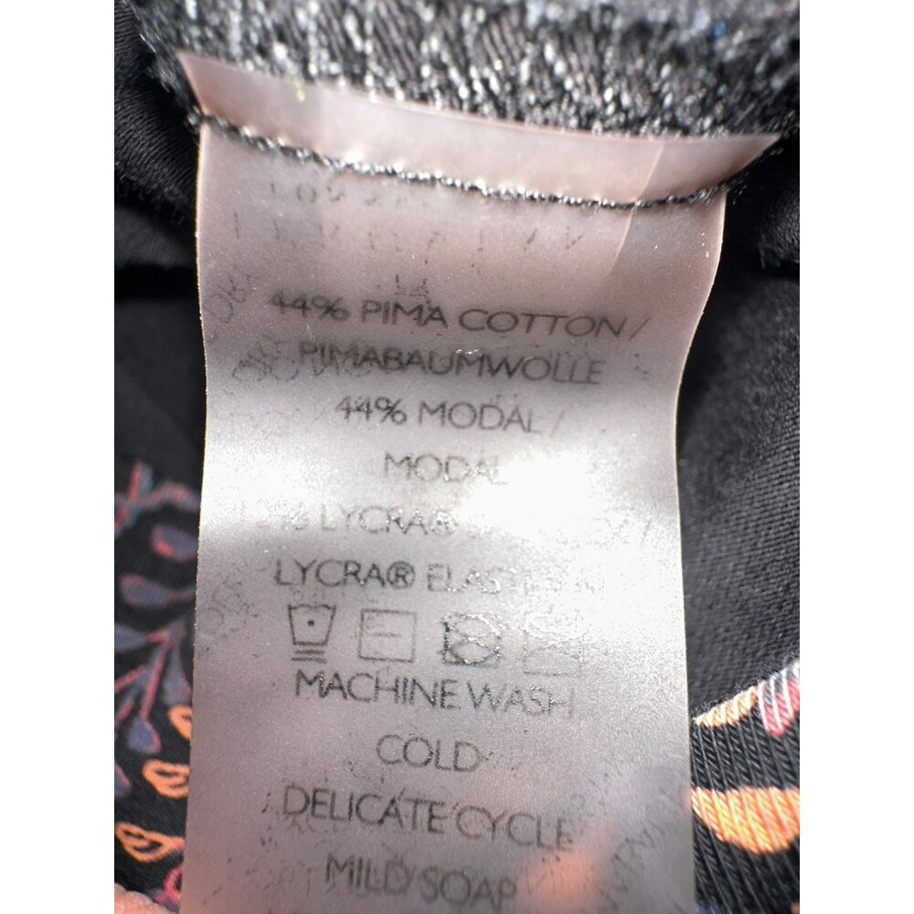 Peruvian Connection Floral Print Leggings S Black Multicolor Stretchy - Picture 4 of 5